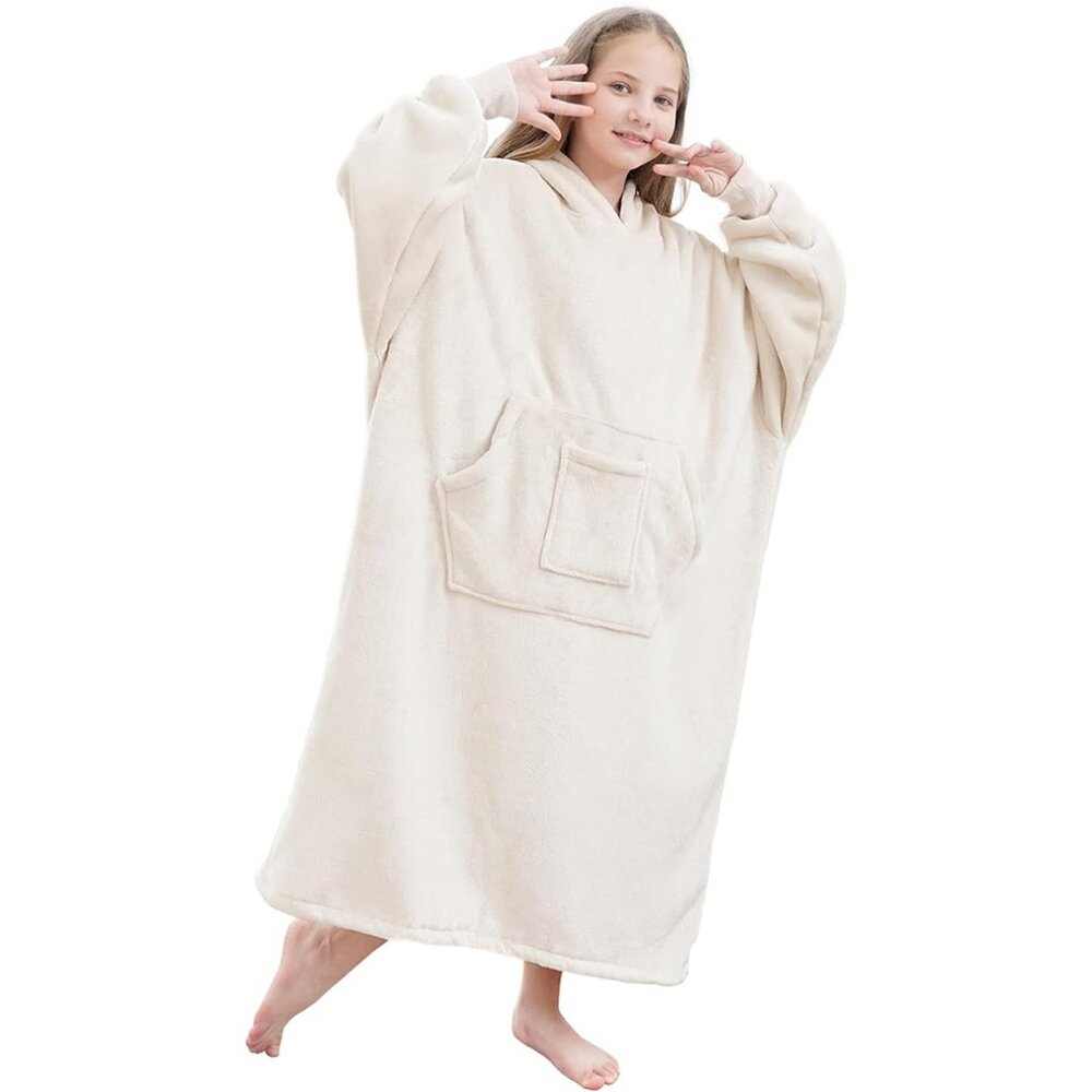Oversized Wearable Blanket Sweatshirt Hooded with Pockets and Sleeves